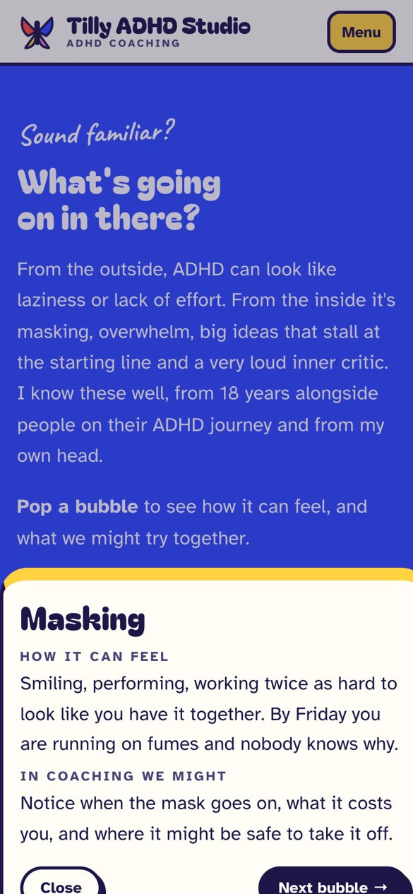 Phone view with a bubble open as a card